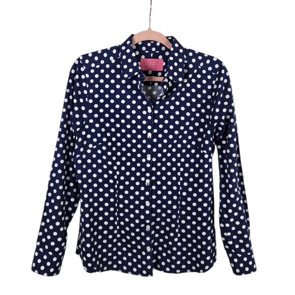 Charles Tyrwhitt Blue and White Polka Dot Button-Down Cotton Shirt - Picture 1 of 11